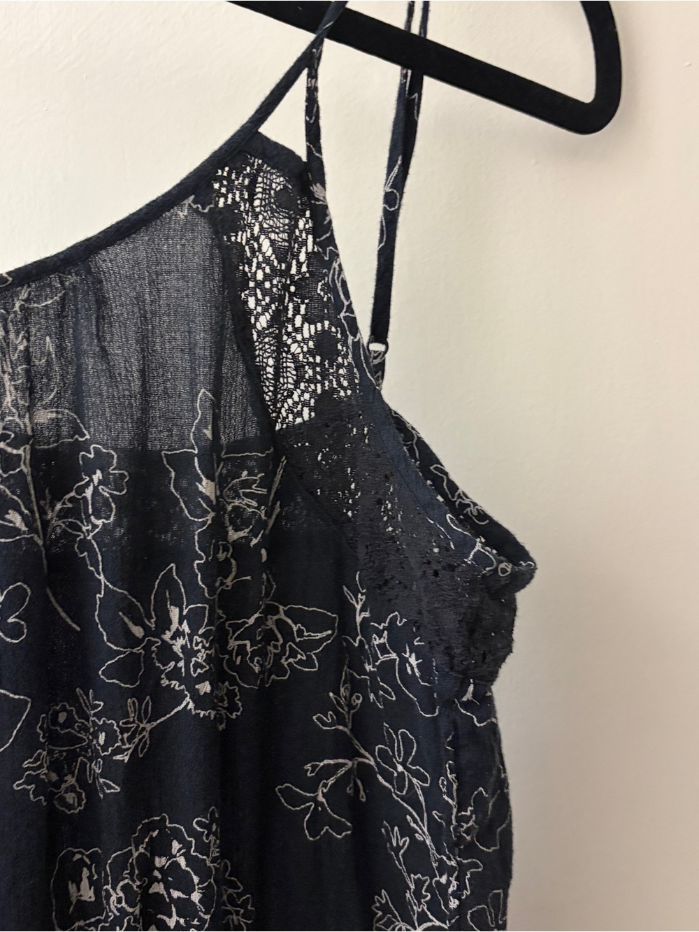 Abercrombie & Fitch Navy Floral Spaghetti-Strap Jumpsuit - Picture 8 of 14